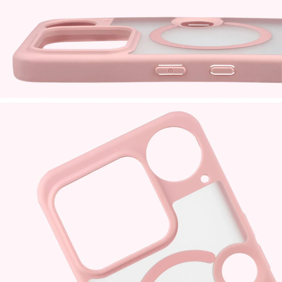 Schutzhülle mit Magnetring + gehärtetem Glas für Nothing Phone (3), Bizon MatteO Pack, Getönt-Hellrosa