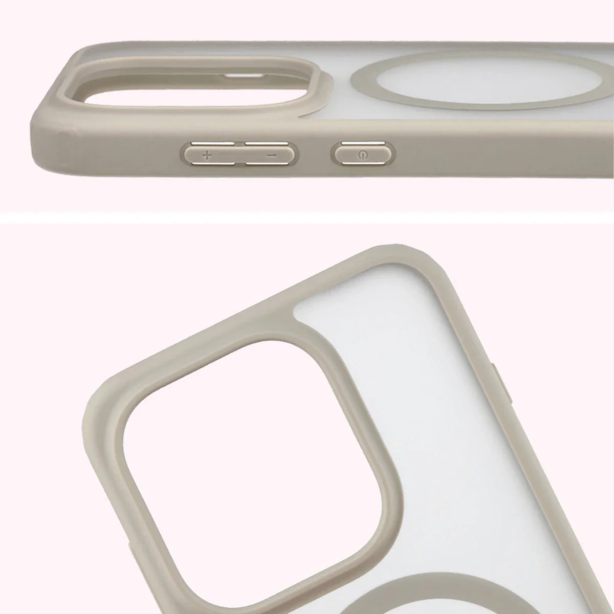 Schutzhülle mit Magnetring + gehärtetem Glas Bizon MatteO Pack für Oppo Find X9, Getönt-Beige