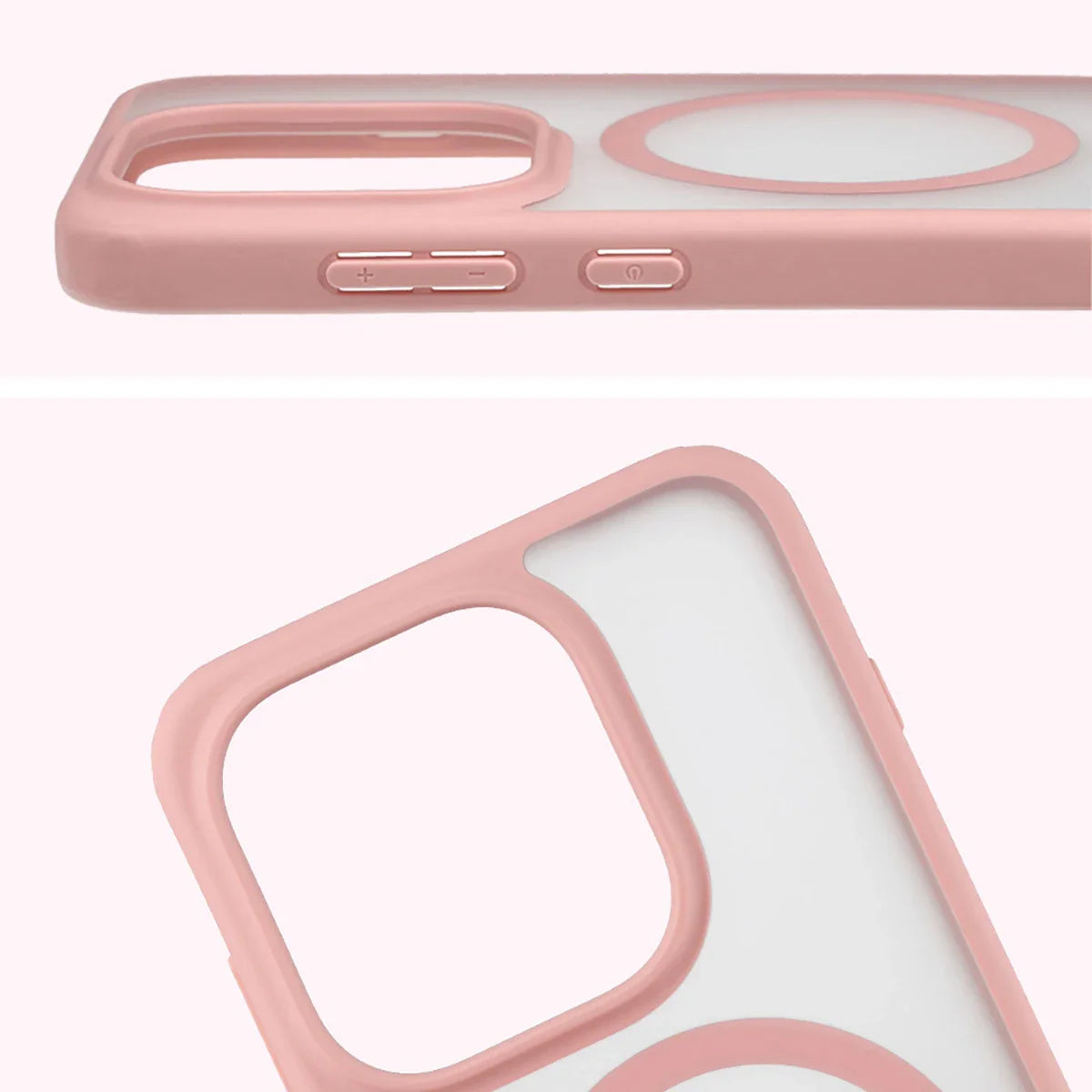 Schutzhülle mit Magnetring + gehärtetem Glas für Oppo Find X9, Bizon MatteO Pack, Getönt-Hellrosa