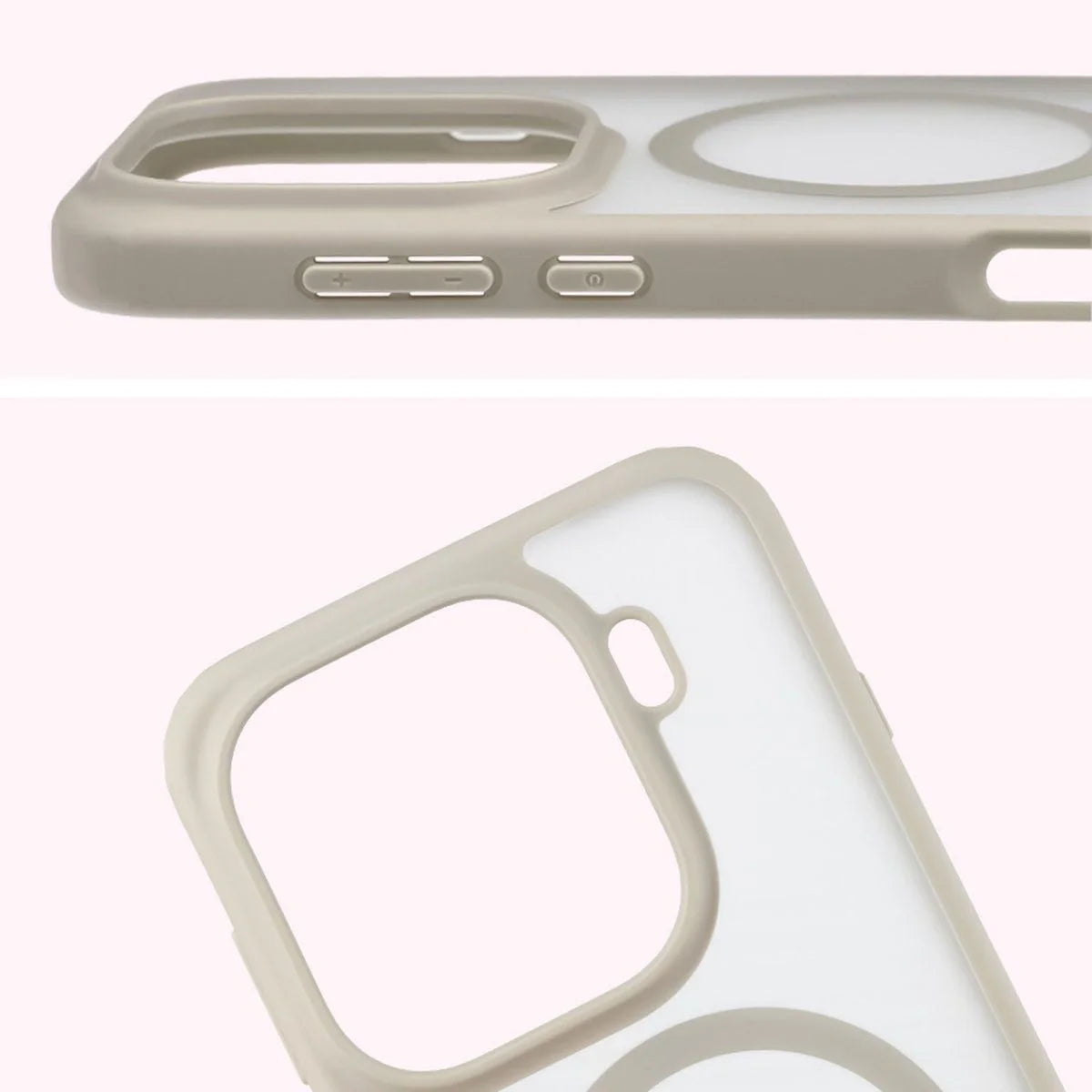 Schutzhülle mit Magnetring + gehärtetem Glas für Oppo Find X9 Pro, Bizon MatteO Pack, Getönt-Beige