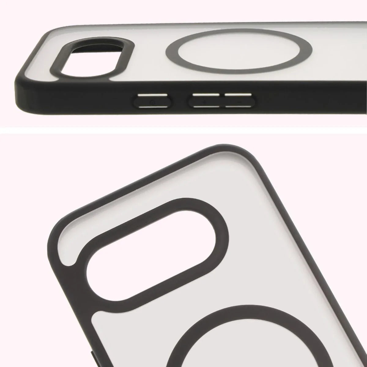 Schutzhülle mit Magnetring + gehärtetem Glas Bizon MatteO Pack für Google Pixel 9a, Getönt-Schwarz