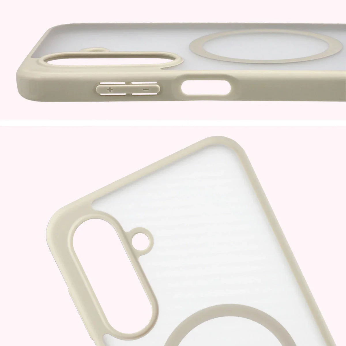 Schutzhülle mit Magnetring + gehärtetem Glas für Galaxy A17 5G, Bizon MatteO Pack, Getönt-Beige