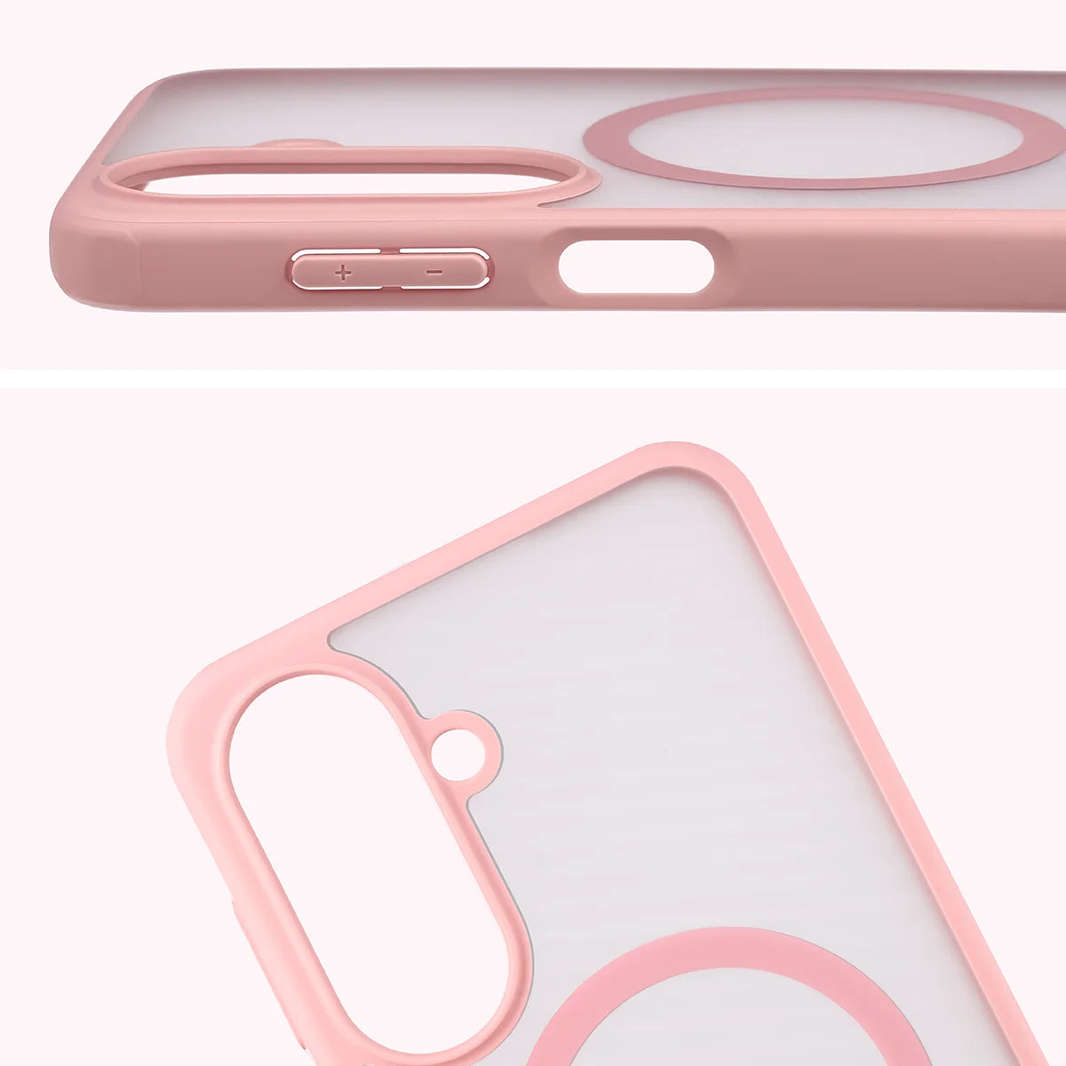 Schutzhülle mit Magnetring + gehärtetem Glas für Galaxy A27 5G, Bizon MatteO Pack, Getönt-Hellrosa