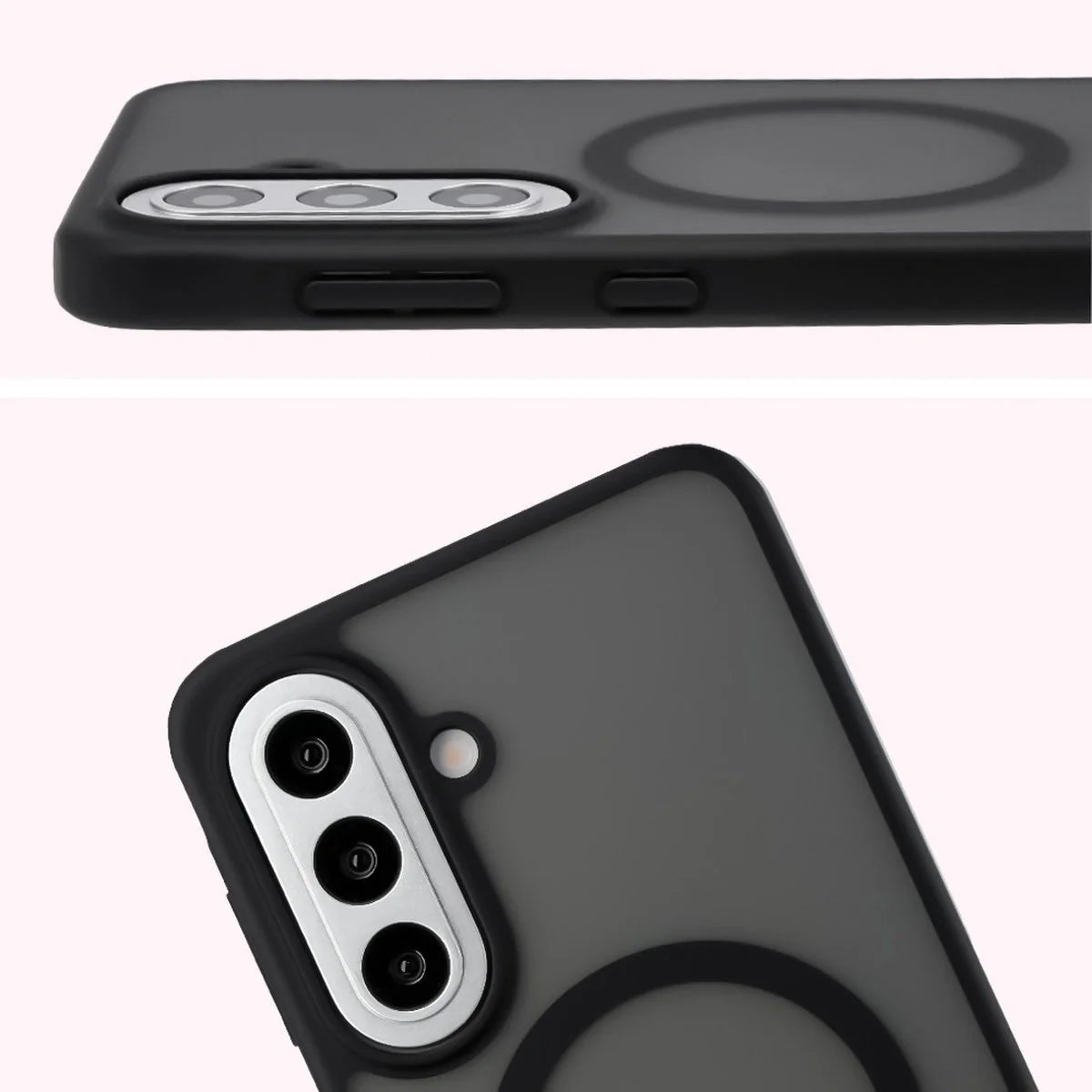 Schutzhülle mit Magnetring + gehärtetem Glas für Galaxy A57 5G, Bizon MatteO Pack, Getönt-Schwarz
