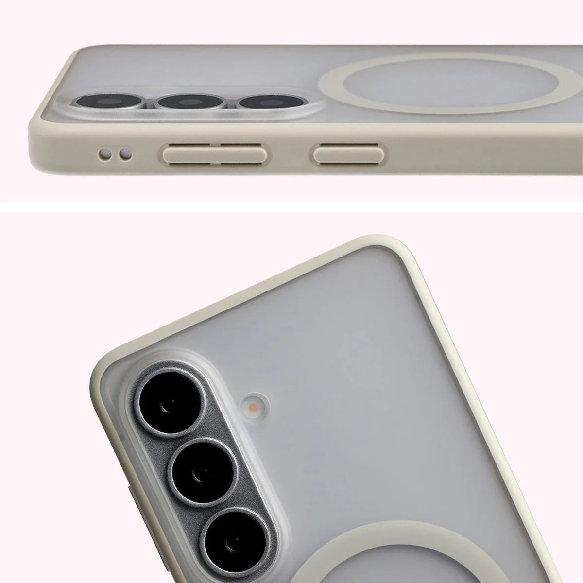 Schutzhülle mit Magnetring + gehärtetem Glas für Galaxy S26, Bizon MatteO Pack, Getönt-Beige