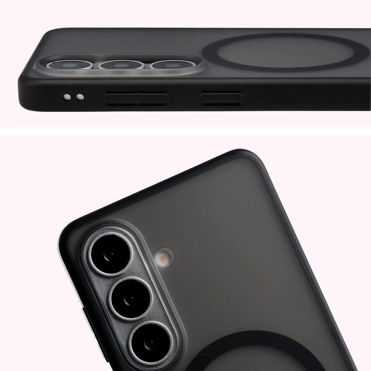 Schutzhülle mit Magnetring + gehärtetem Glas für Galaxy S26, Bizon MatteO Pack, Getönt-Schwarz