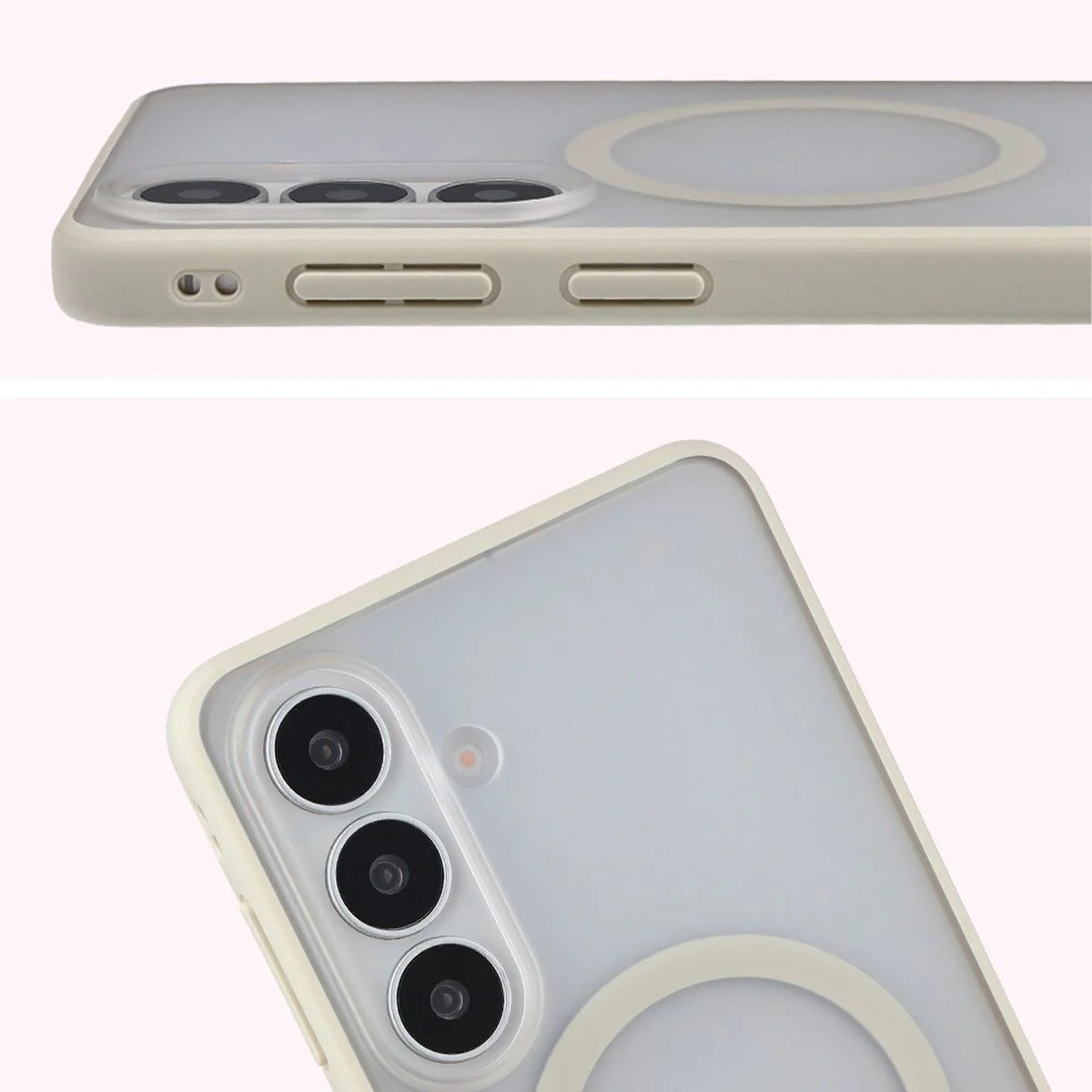 Schutzhülle mit Magnetring + gehärtetem Glas für Galaxy S26 Plus, Bizon MatteO Pack, Getönt-Beige