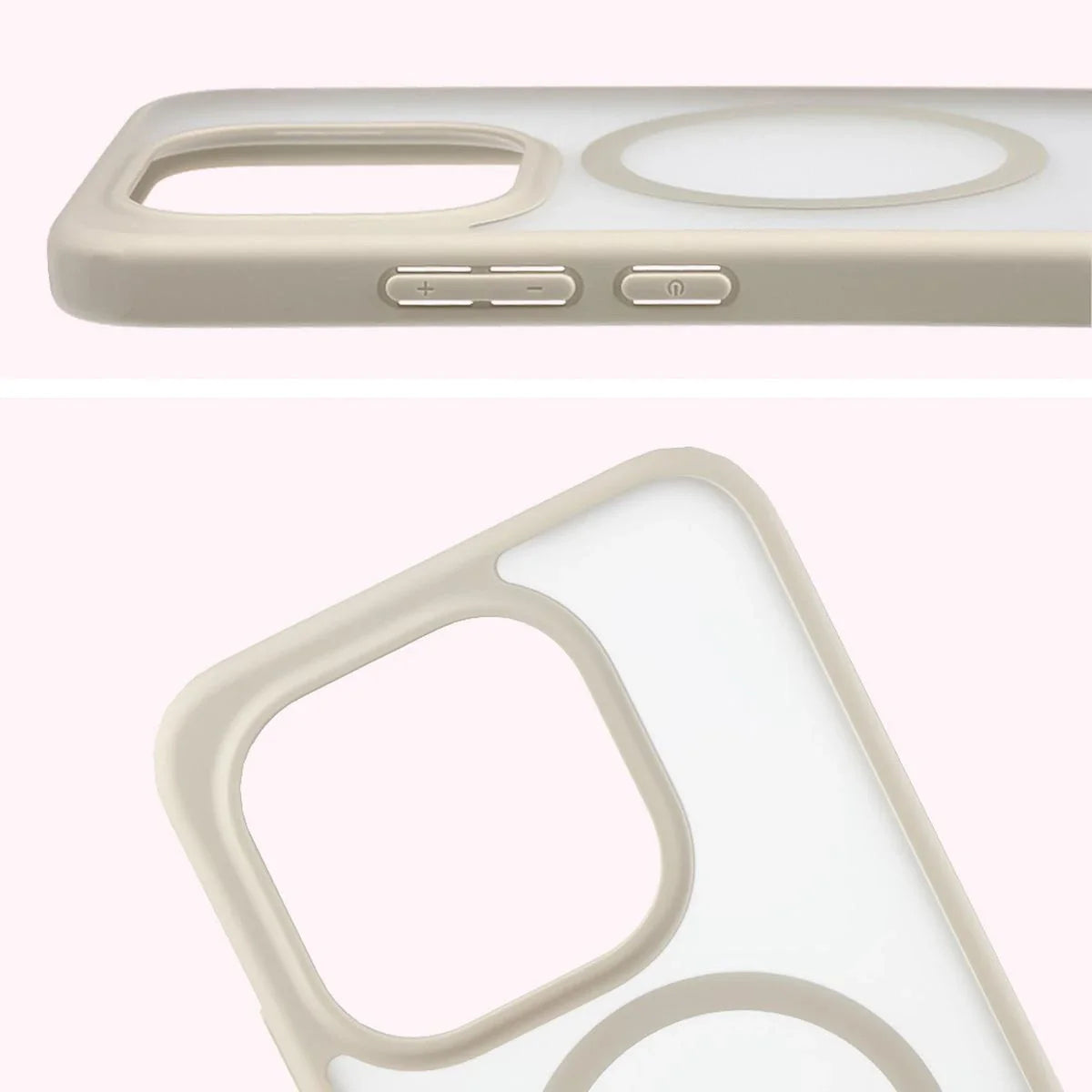 Schutzhülle mit Magnetring + gehärtetem Glas für Xiaomi 15T, Bizon MatteO Pack, Getönt-Beige