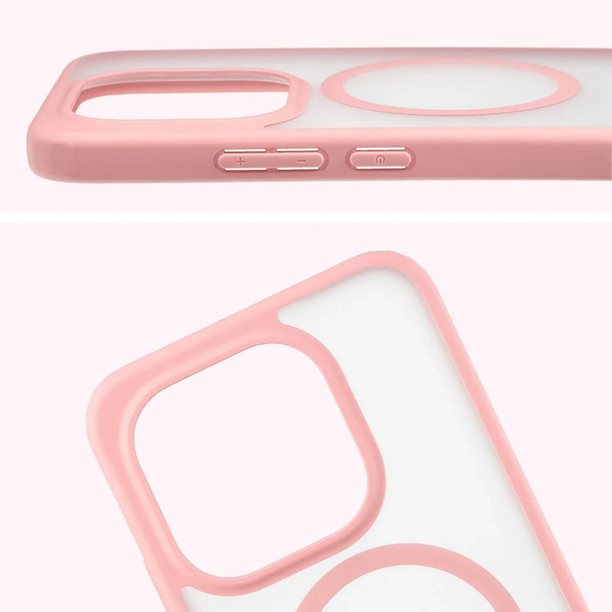 Schutzhülle mit Magnetring + gehärtetem Glas für Xiaomi 15T, Bizon MatteO Pack, Getönt-Hellrosa