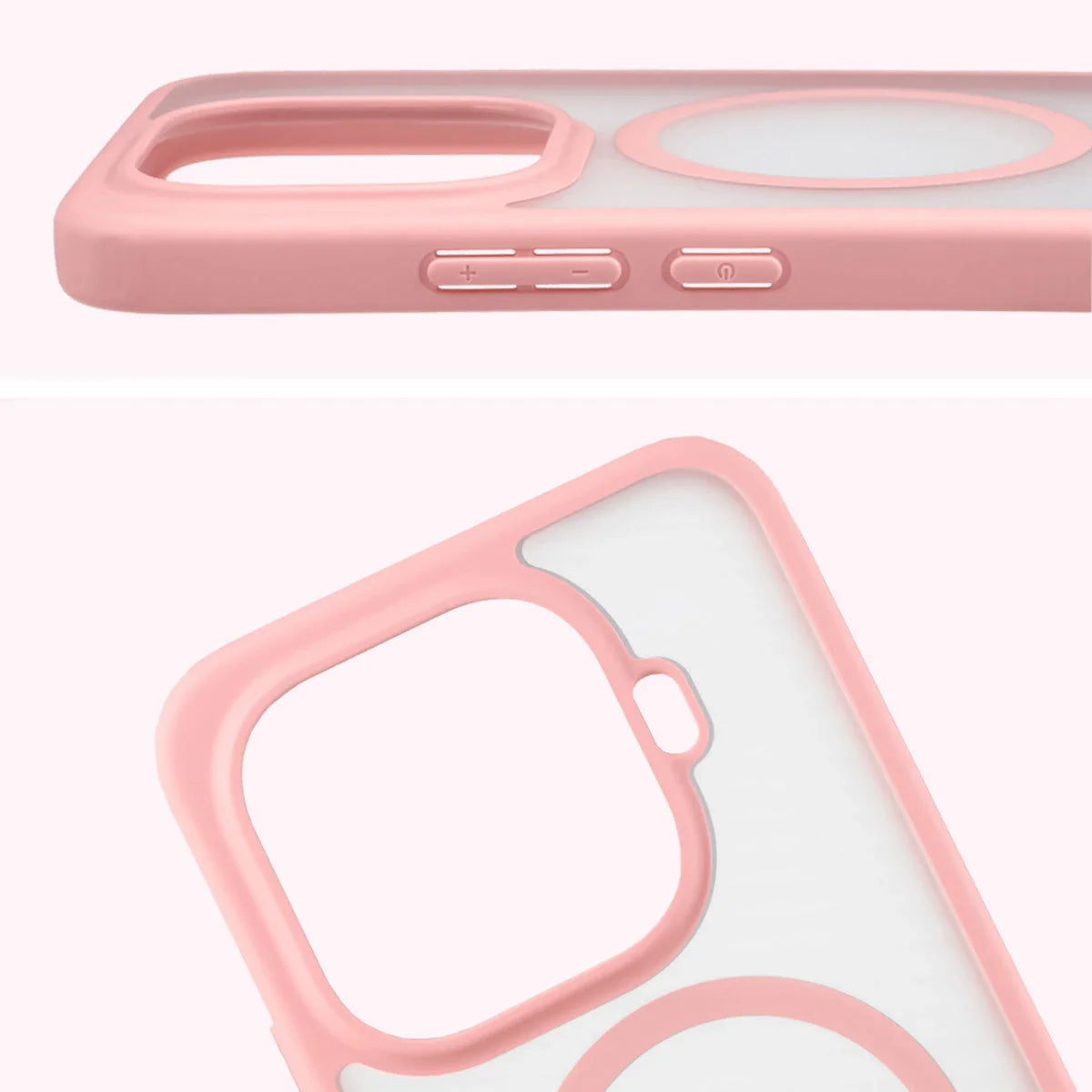 Schutzhülle mit Magnetring + gehärtetem Glas für Xiaomi 15T Pro, Bizon MatteO Pack, Getönt-Hellrosa