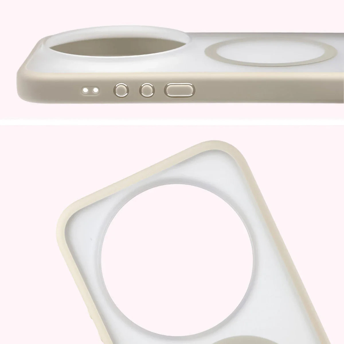 Schutzhülle mit Magnetring + gehärtetem Glas Bizon MatteO Pack für Xiaomi 17 Ultra, Getönt-Beige