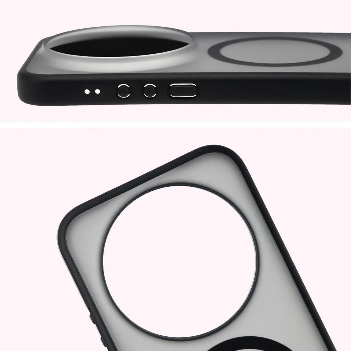 Schutzhülle mit Magnetring + gehärtetem Glas für Xiaomi 17 Ultra, Bizon MatteO Pack, Getönt-Schwarz