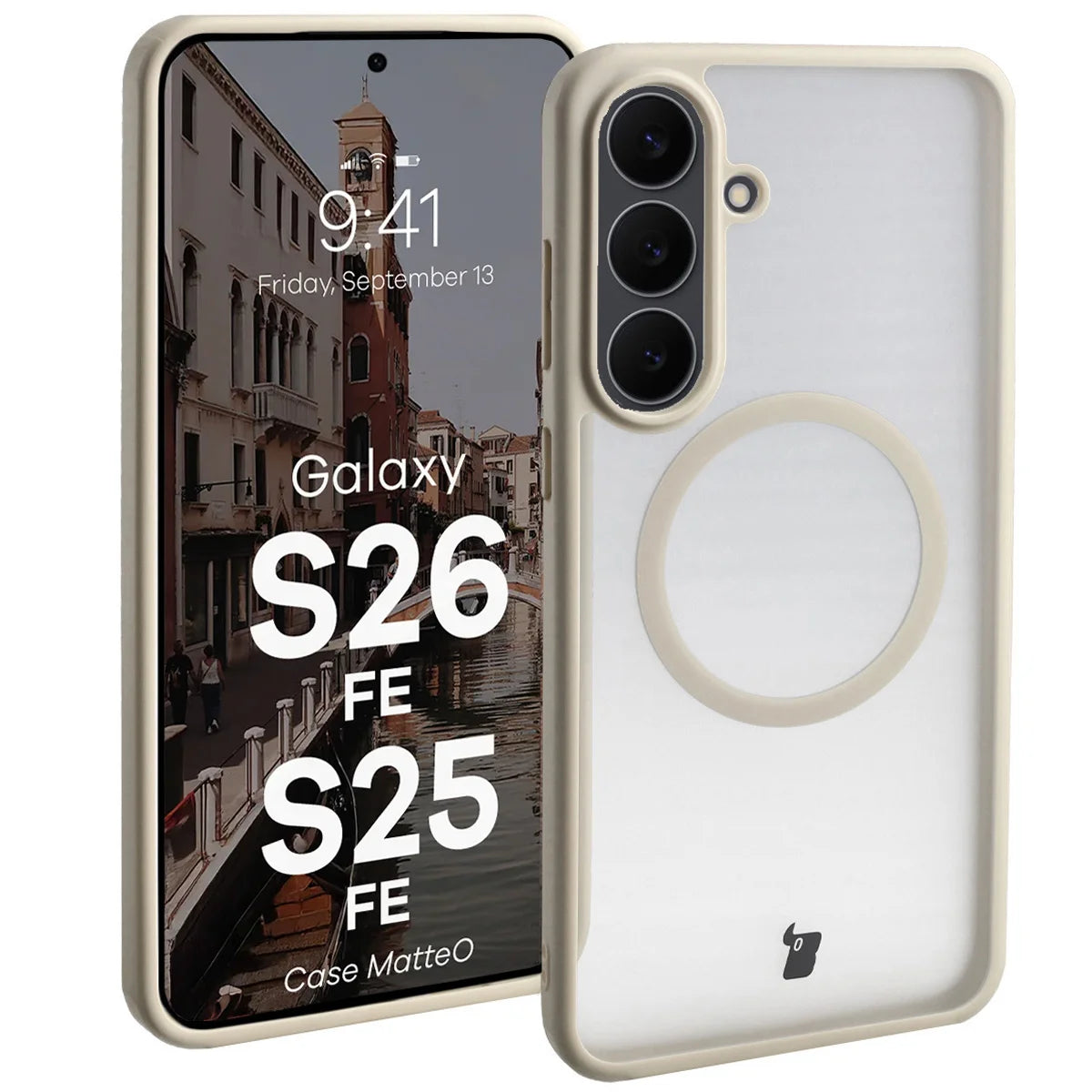 Handyhülle mit Magnetring für Galaxy S26 FE / S25 FE, Bizon Case MatteO, Getönt-Beige (1/7)