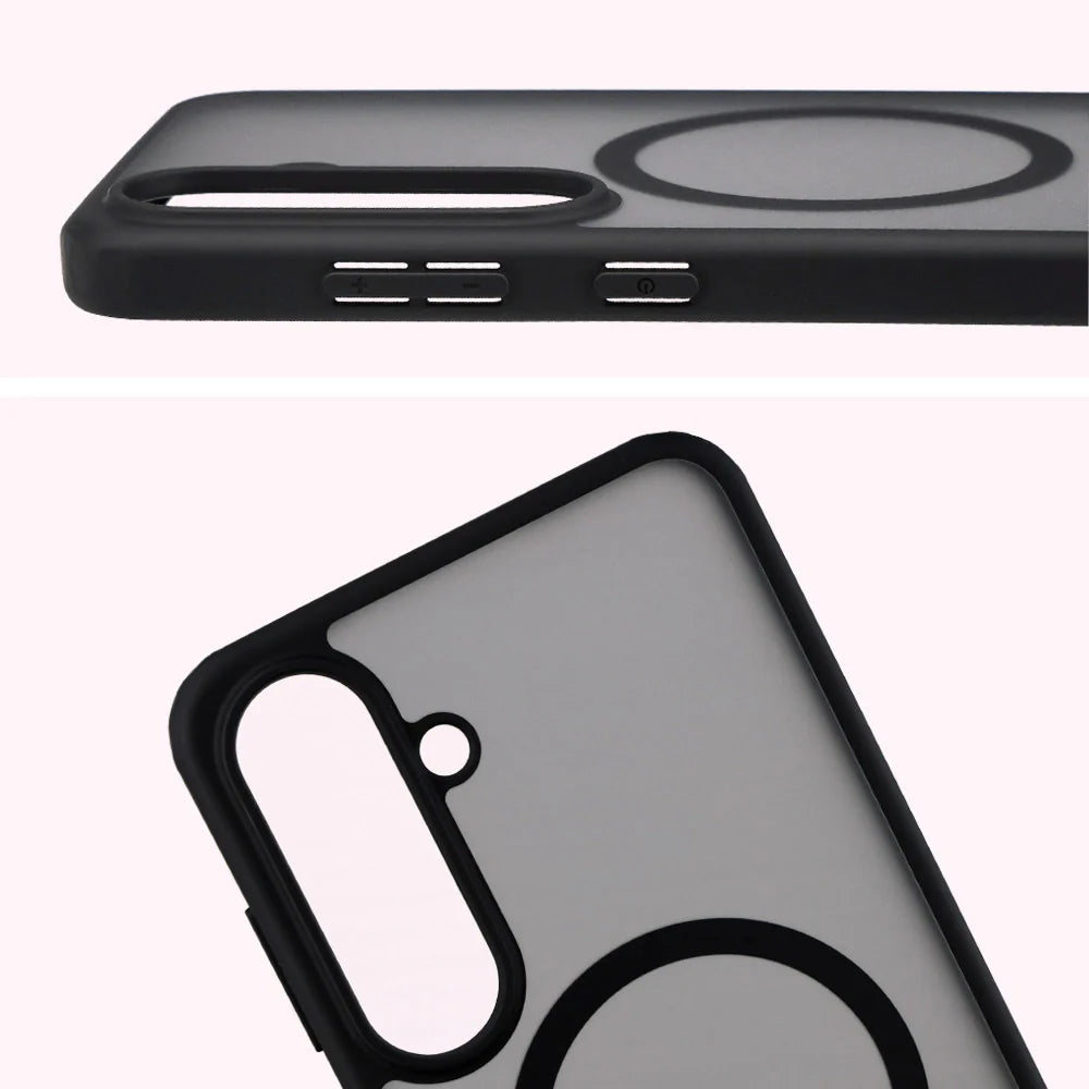 Handyhülle mit Magnetring für Galaxy S25 FE, Bizon Case MatteO, Getönt-Schwarz