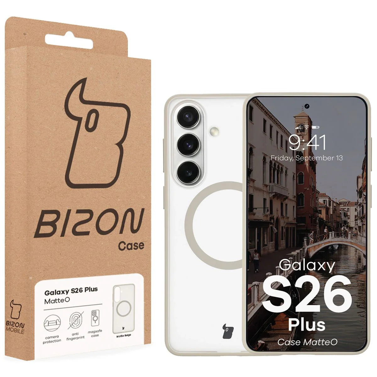 Handyhülle mit Magnetring für Galaxy S26 Plus, Bizon Case MatteO, Getönt-Beige