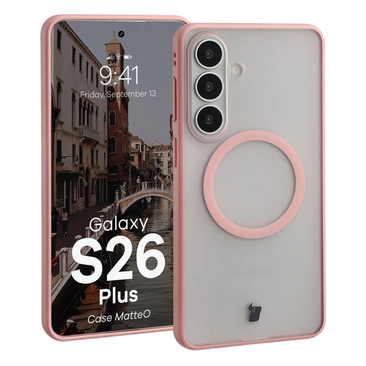 Handyhülle mit Magnetring für Galaxy S26 Plus, Bizon Case MatteO, Getönt-Hellrosa