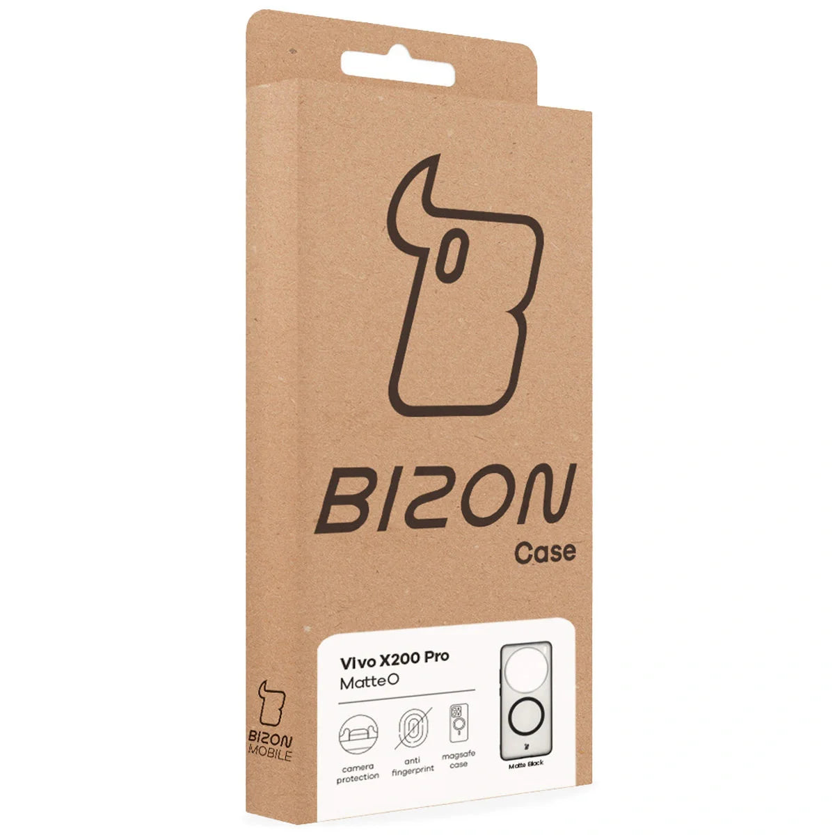 Handyhülle mit Magnetring für Vivo X200 Pro, Bizon Case MatteO, Getönt-Schwarz