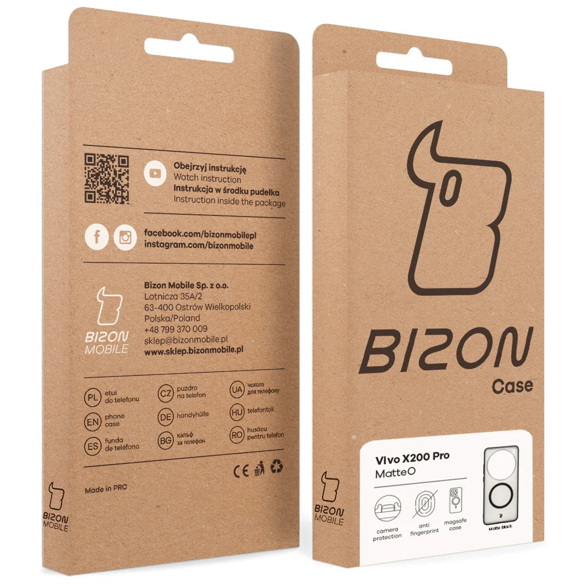 Handyhülle mit Magnetring für Vivo X200 Pro, Bizon Case MatteO, Getönt-Schwarz