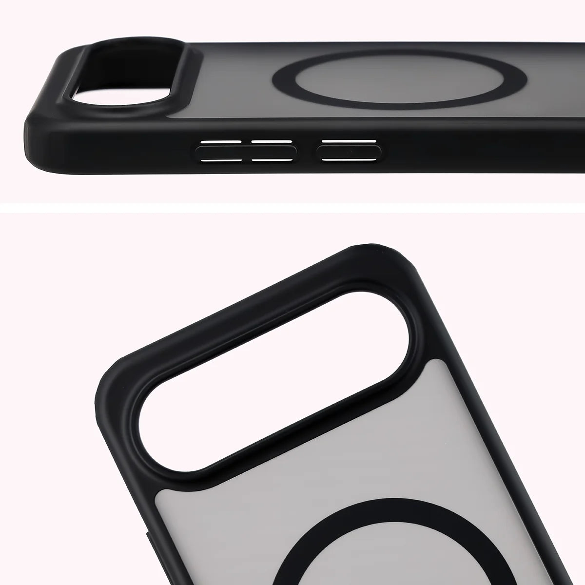 Handyhülle mit Magnetring für Vivo X300 FE, Bizon Case MatteO, Getönt-Schwarz