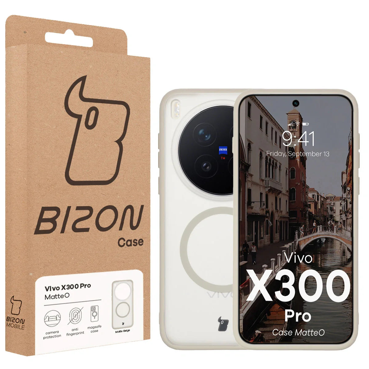 Handyhülle mit Magnetring für Vivo X300 Pro, Bizon Case MatteO, Getönt-Beige