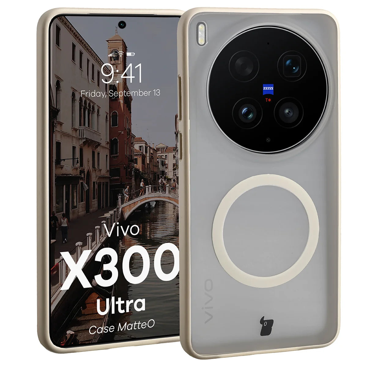 Handyhülle mit Magnetring für Vivo X300 Ultra, Bizon Case MatteO, Getönt-Beige