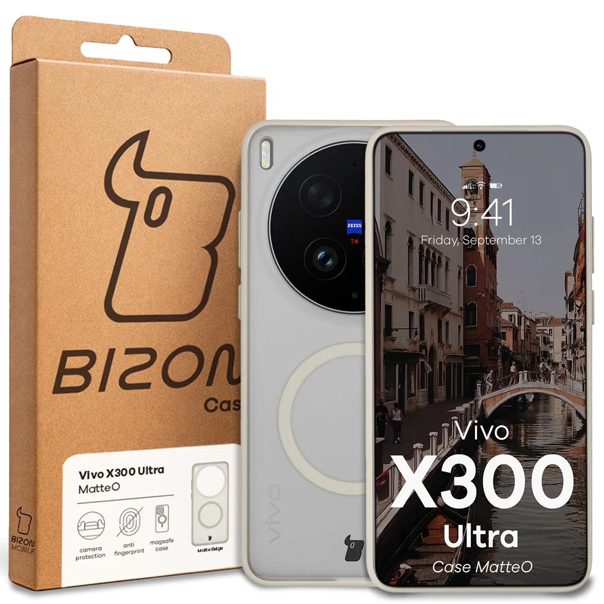 Handyhülle mit Magnetring für Vivo X300 Ultra, Bizon Case MatteO, Getönt-Beige