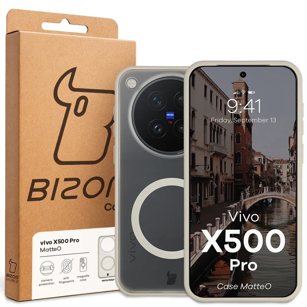 Handyhülle mit Magnetring für Vivo X500 Pro, Bizon Case MatteO, Getönt-Beige (7/7)