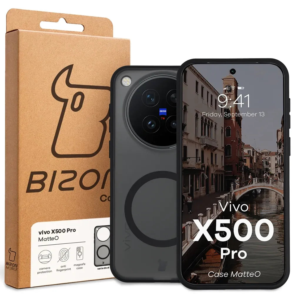 Handyhülle mit Magnetring für Vivo X500 Pro, Bizon Case MatteO, Getönt-Schwarz (7/7)