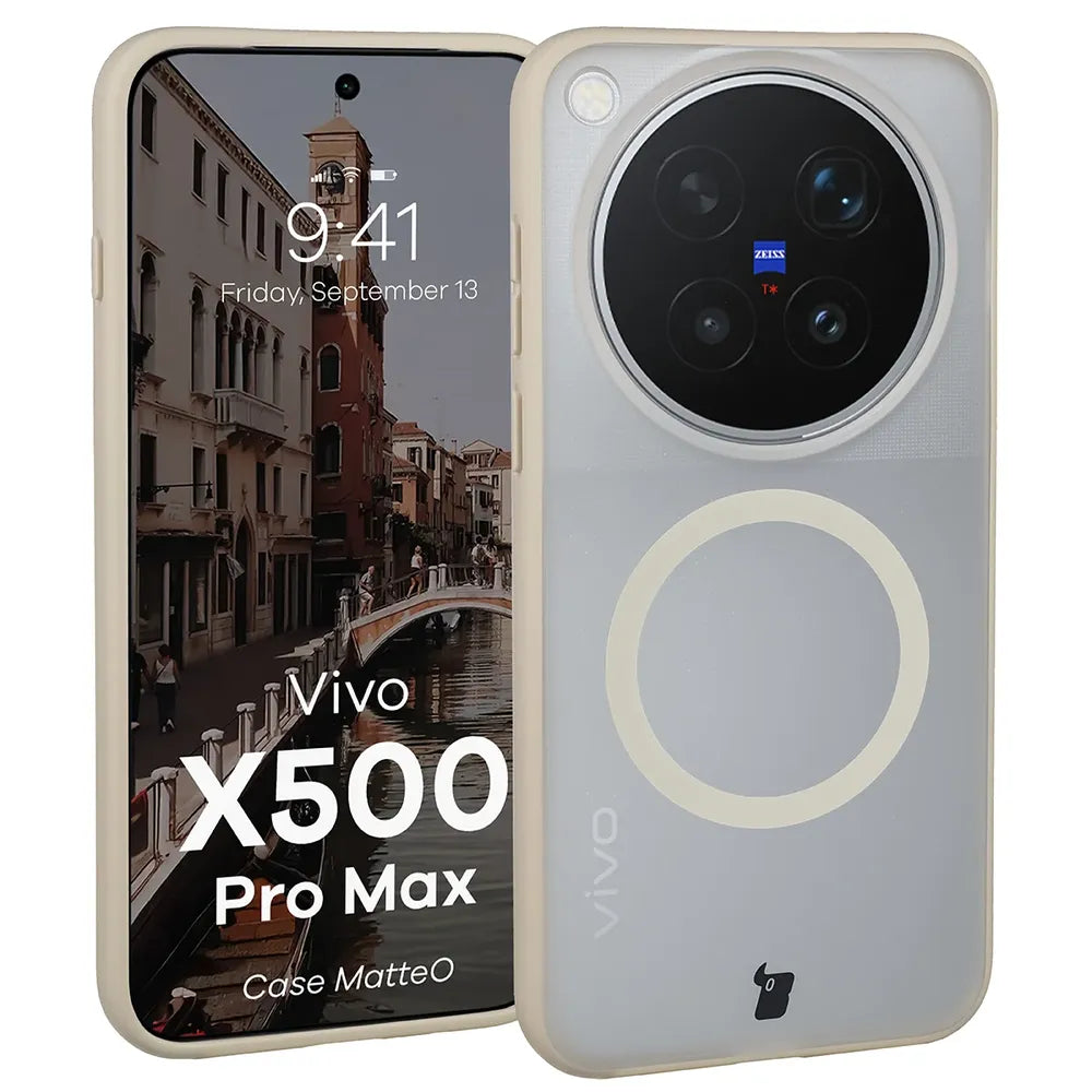Handyhülle mit Magnetring für Vivo X500 Pro Max, Bizon Case MatteO, Getönt-Beige (1/7)