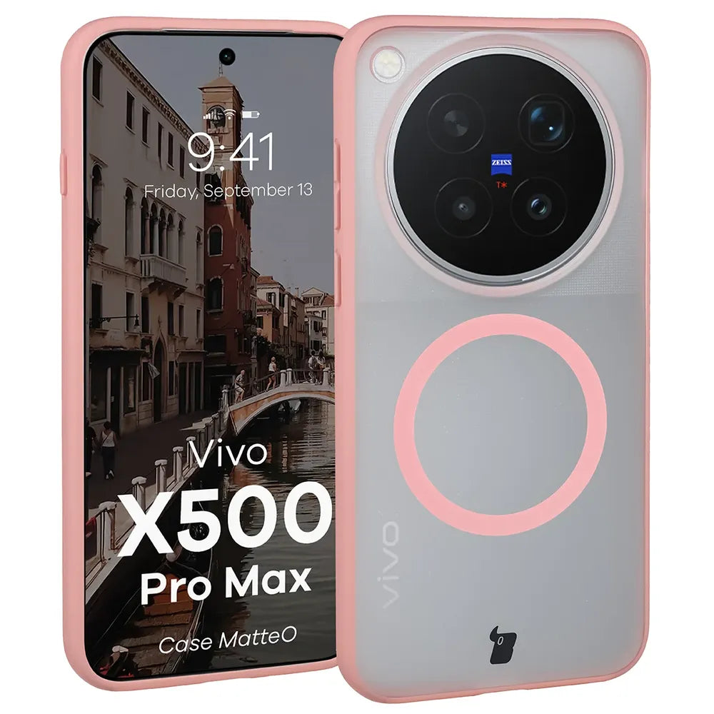 Handyhülle mit Magnetring für Vivo X500 Pro Max, Bizon Case MatteO, Getönt-Hellrosa (1/7)