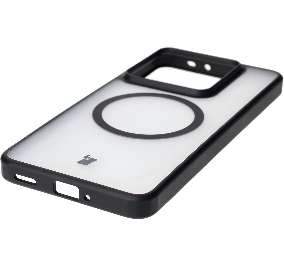 Handyhülle mit Magnetring für Xiaomi 14T Pro, Bizon Case MatteO, Semitransparent mit schwarzem Rand