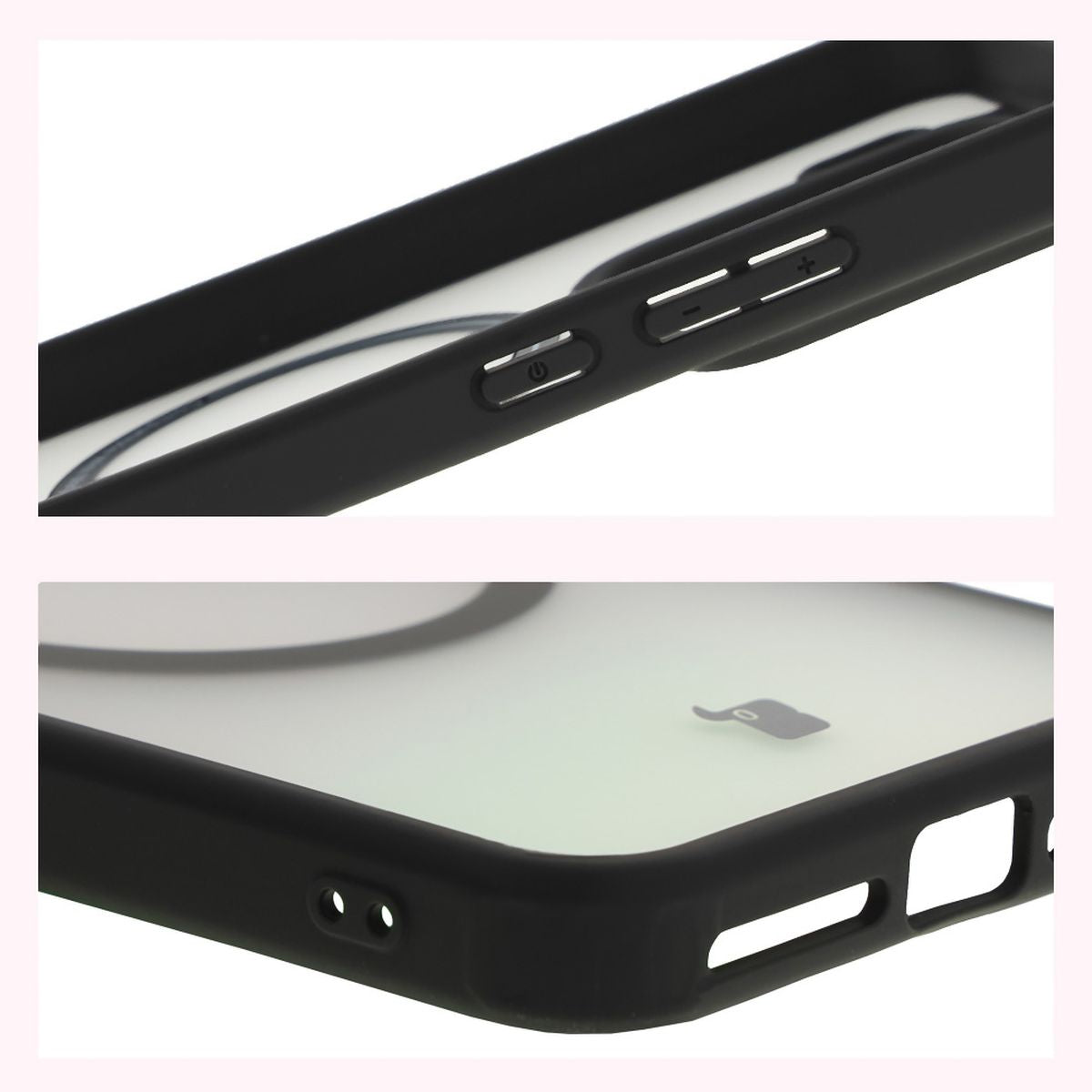 Handyhülle mit Magnetring für Xiaomi 15, Bizon Case MatteO, Semitransparent mit schwarzem Rand