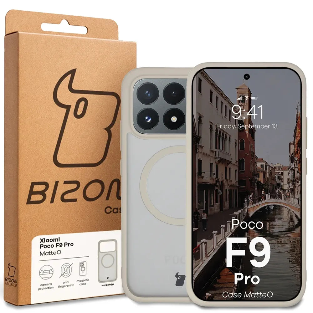 Handyhülle mit Magnetring für Xiaomi POCO F9 Pro, Bizon Case MatteO, Getönt-Beige (7/7)
