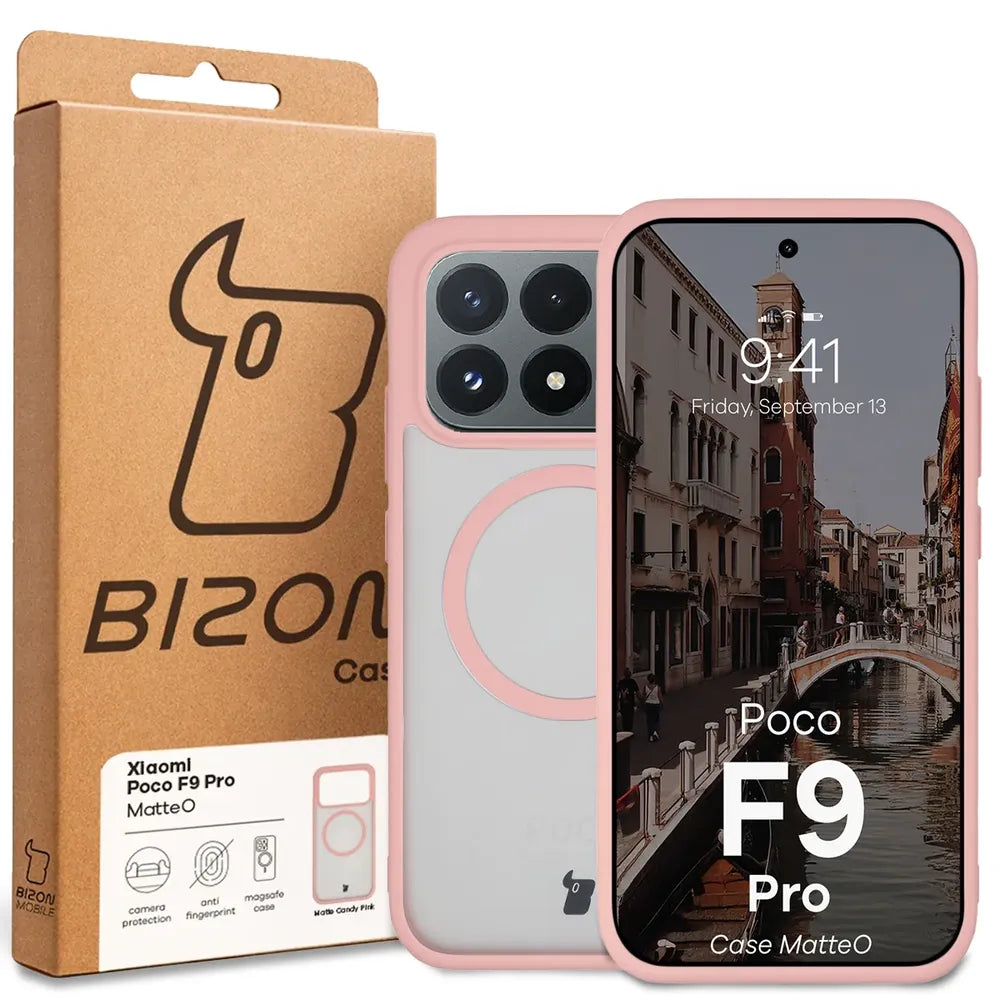 Handyhülle mit Magnetring für Xiaomi POCO F9 Pro, Bizon Case MatteO, Getönt-Hellrosa (7/7)