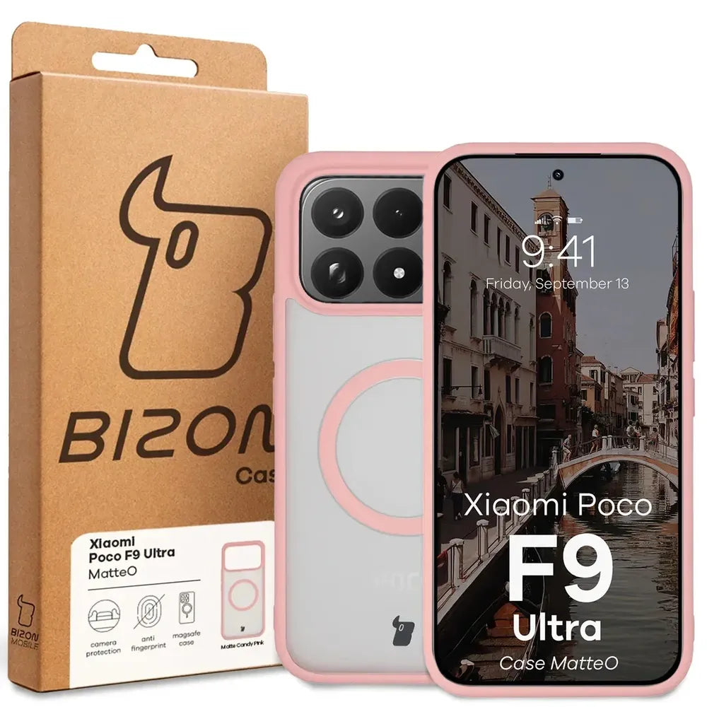 Handyhülle mit Magnetring für Xiaomi POCO F9 Ultra, Bizon Case MatteO, Getönt-Hellrosa (7/7)