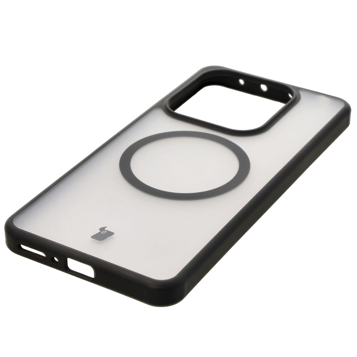 Handyhülle mit Magnetring für Xiaomi Redmi Note 14 5G, Bizon Case MatteO, Semitransparent mit schwarzem Rand