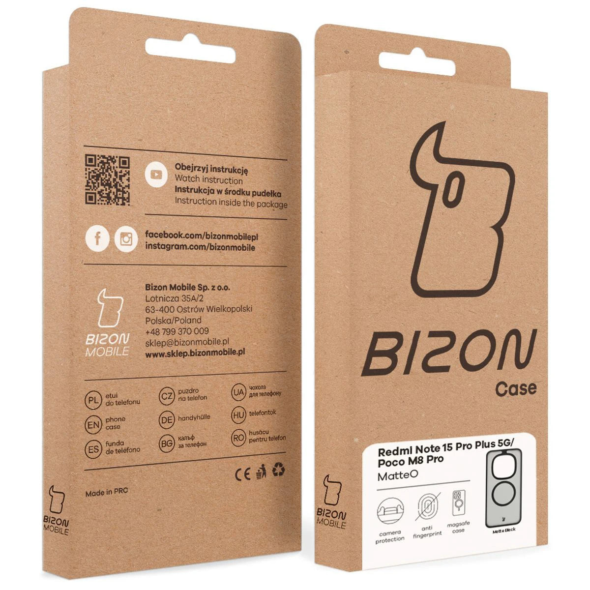 Handyhülle mit Magnetring für Xiaomi Redmi Note 15 Pro Plus 5G / Poco M8 Pro, Bizon Case MatteO, Getönt-Schwarz
