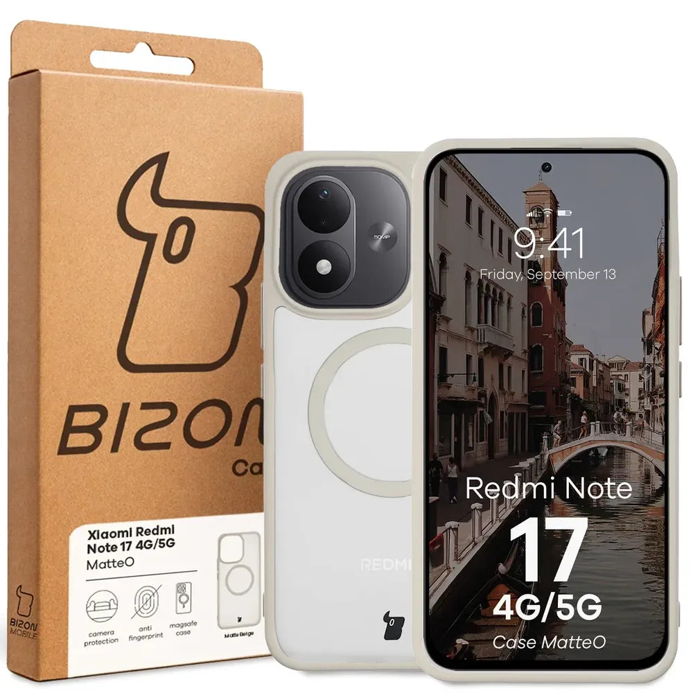 Handyhülle mit Magnetring für Xiaomi Redmi Note 17 4G/5G, Bizon Case MatteO, Getönt-Beige (7/7)