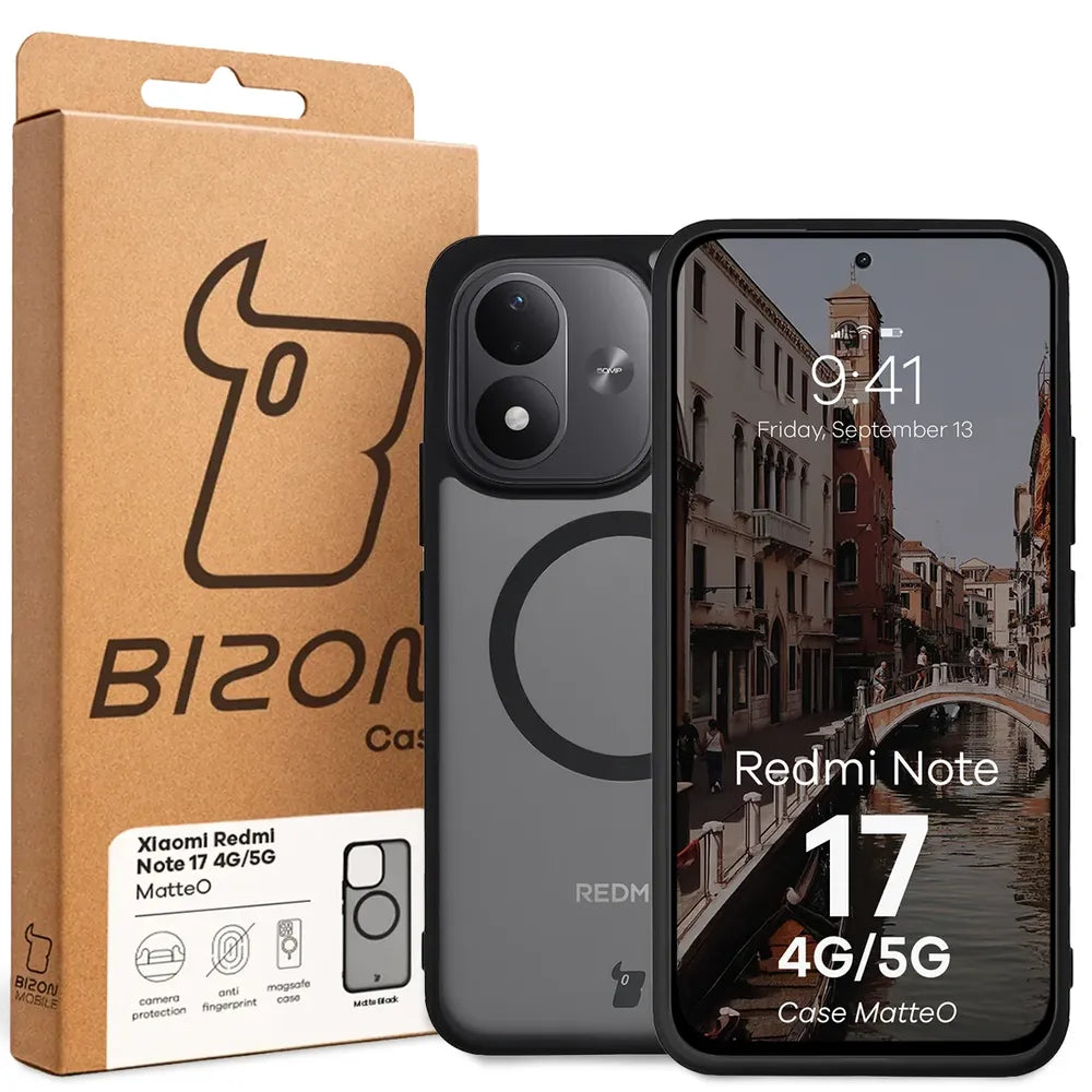 Handyhülle mit Magnetring für Xiaomi Redmi Note 17 4G/5G, Bizon Case MatteO, Getönt-Schwarz (7/7)