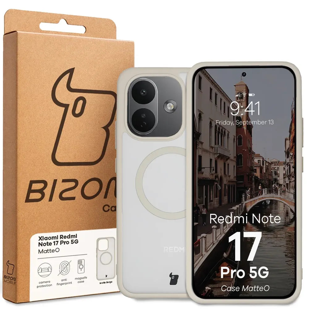 Handyhülle mit Magnetring für Xiaomi Redmi Note 17 Pro 5G, Bizon Case MatteO, Getönt-Beige (7/7)