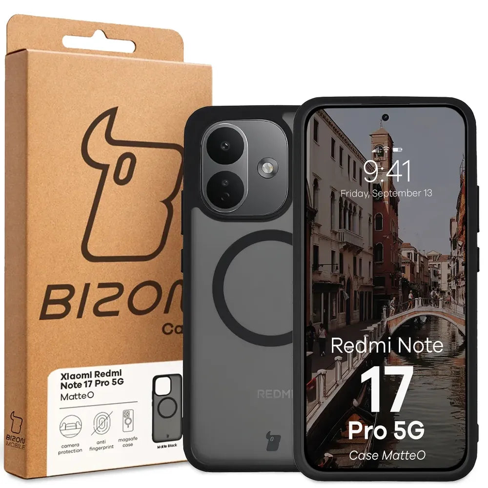 Handyhülle mit Magnetring für Xiaomi Redmi Note 17 Pro 5G, Bizon Case MatteO, Getönt-Schwarz (7/7)