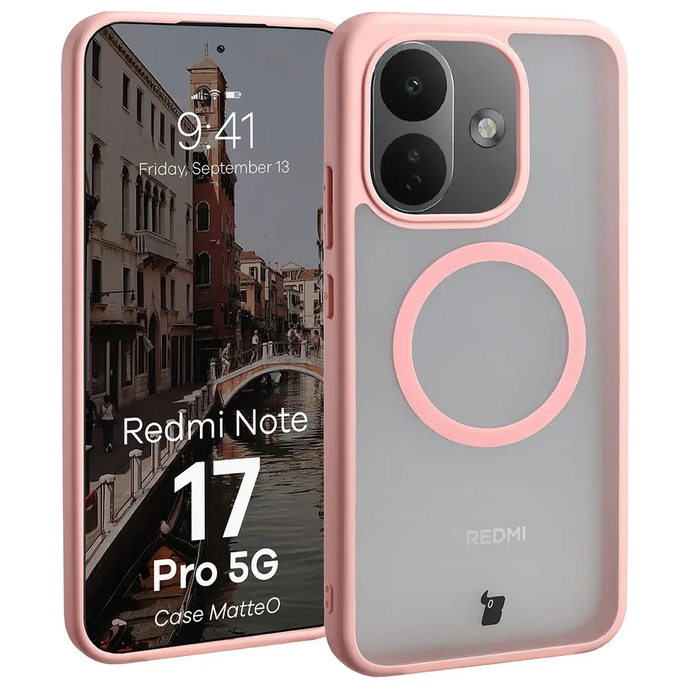 Handyhülle mit Magnetring für Xiaomi Redmi Note 17 Pro 5G, Bizon Case MatteO, Getönt-Hellrosa (1/7)