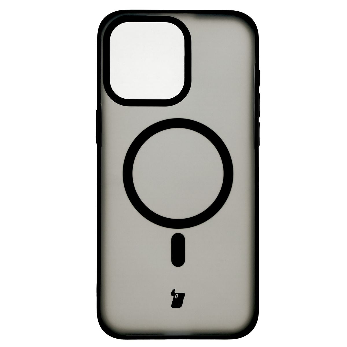 Handyhülle mit Magnetring für iPhone 15 Pro Max, Bizon Case MatteO, Semitransparent mit schwarzem Rand