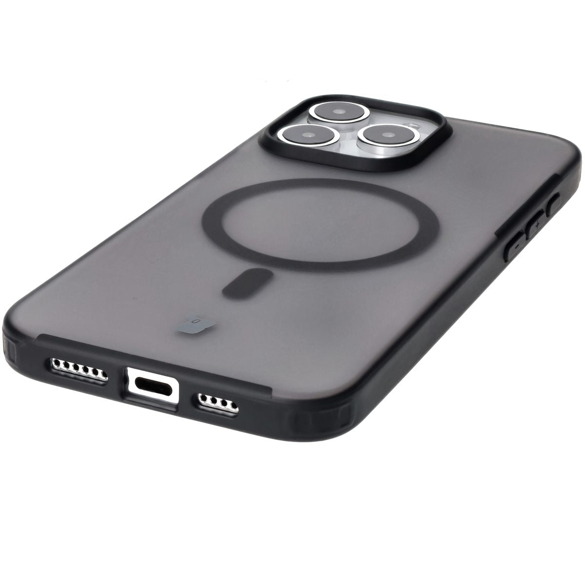 Handyhülle mit Magnetring für iPhone 15 Pro Max, Bizon Case MatteO, Semitransparent mit schwarzem Rand