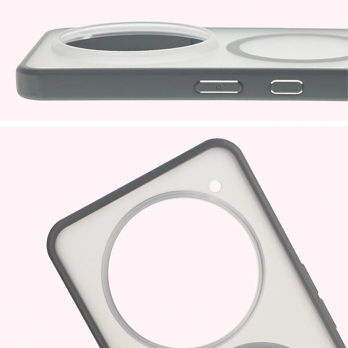 Schutzhülle mit Magnetring + gehärtetem Glas für Nothing Phone (3a) Pro, Bizon MatteO Pack, Getönt-Grau