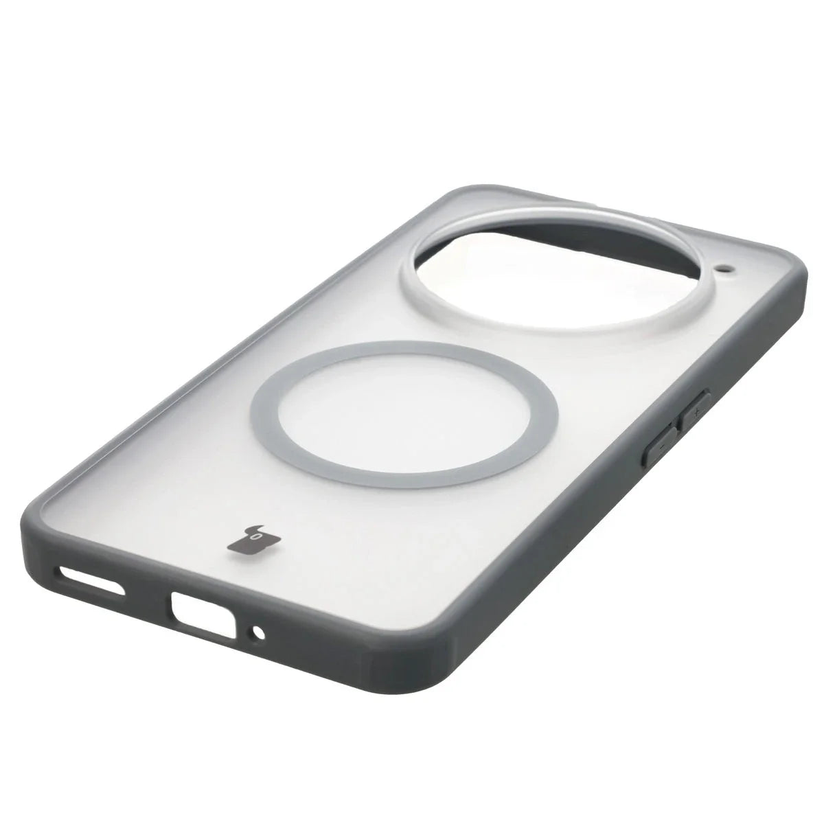 Schutzhülle mit Magnetring + gehärtetem Glas für Nothing Phone (3a) Pro, Bizon MatteO Pack, Getönt-Grau