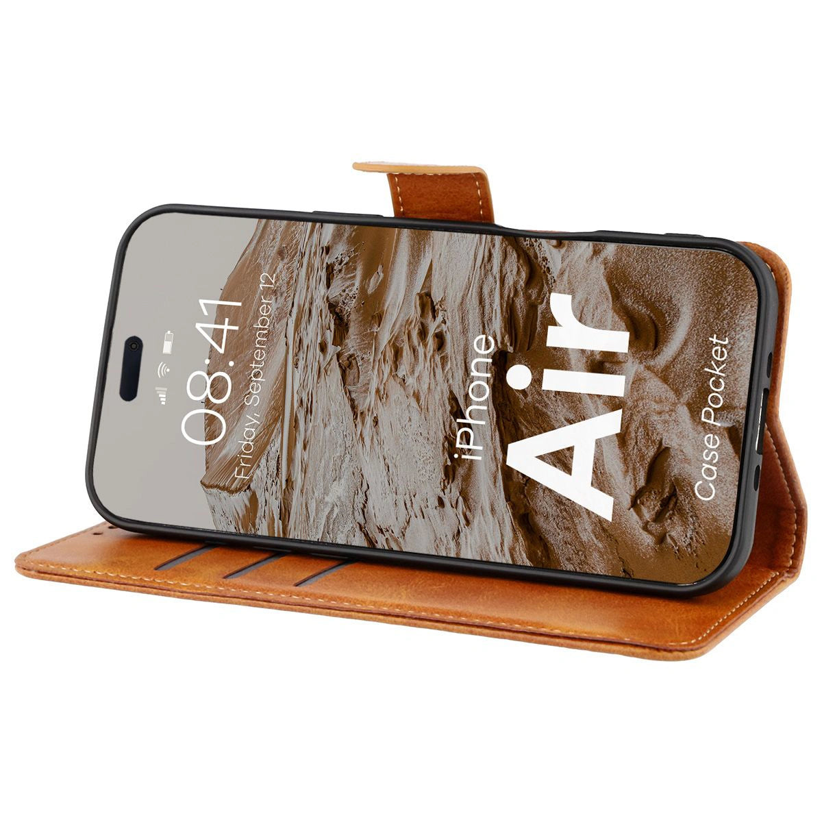 Handyhülle mit Klappe für iPhone Air, Bizon Case Pocket, Braun