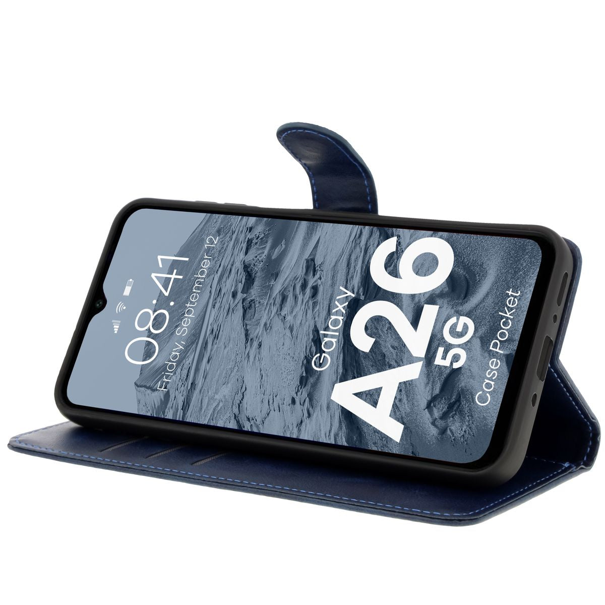 Handyhülle mit Klappe für Galaxy A26 5G, Bizon Case Pocket, Dunkelblau