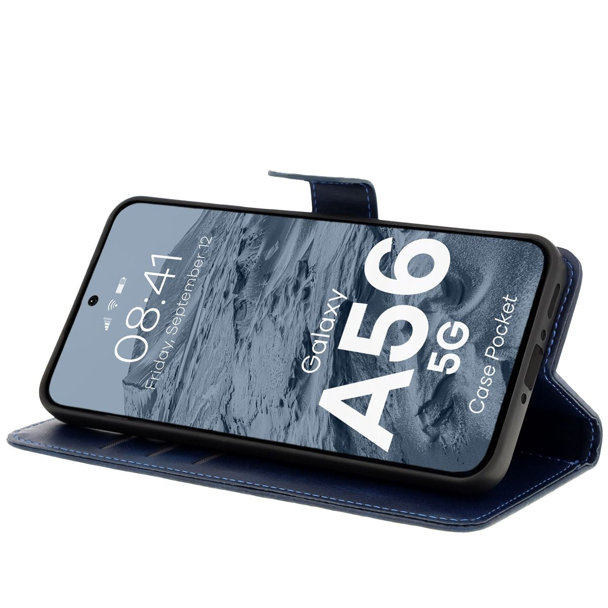 Handyhülle mit Klappe für Galaxy A56 5G, Bizon Case Pocket, Dunkelblau