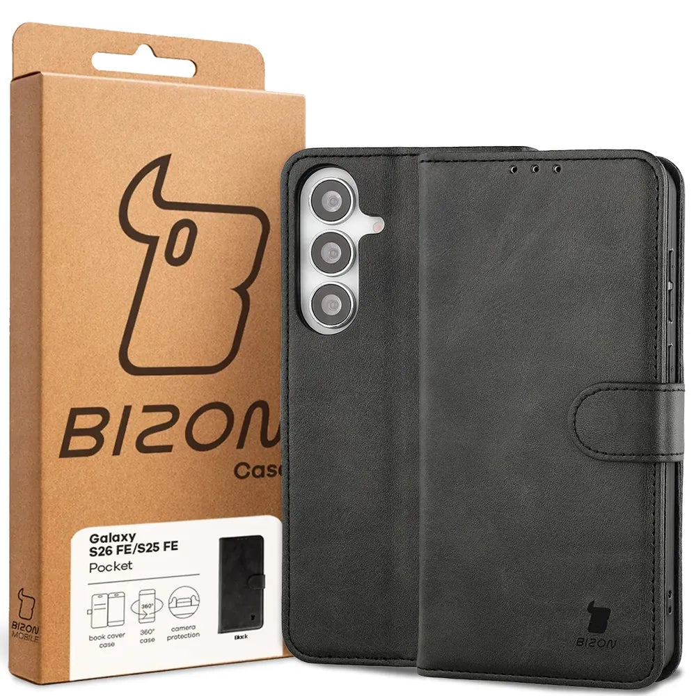 Handyhülle mit Klappe für Galaxy S26 FE / S25 FE, Bizon Case Pocket, Schwarz (6/6)